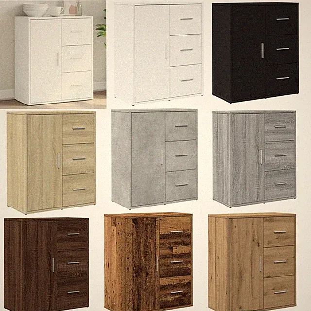 Sideboard 3 Schubladen 1 Tür Kommode Anrichte Beistellschrank Mehrzweckschrank