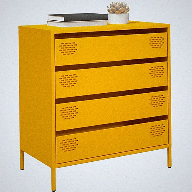 Sideboard 4 Schubladen Kommode Schrank Anrichte Kaltgewalzter Stahl