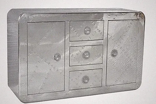 Sideboard Anrichte Airman Mangoholz MDF mit Aluminium beschlagen