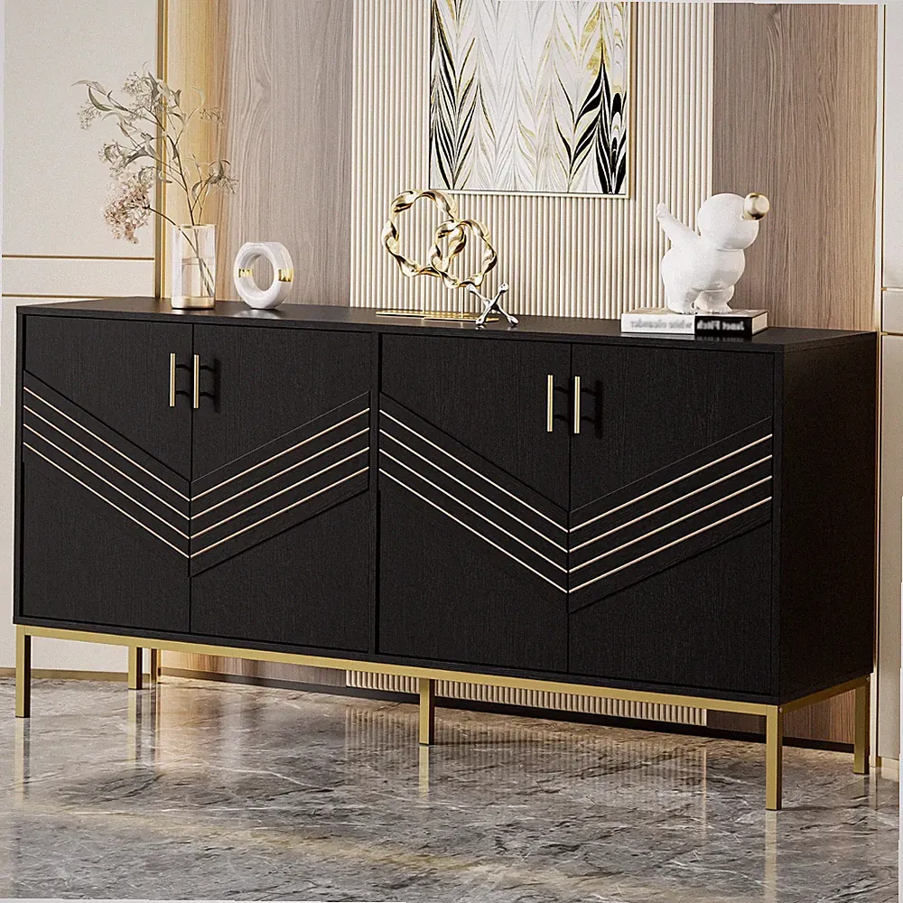 Sideboard Anrichte Aufbewahrungsschrank mit Einstellbar Regale Gold griff&bein
