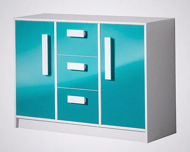 Sideboard Anrichte Kommode Kinderzimmer 120cm weiß Hochglanz (GU-04)