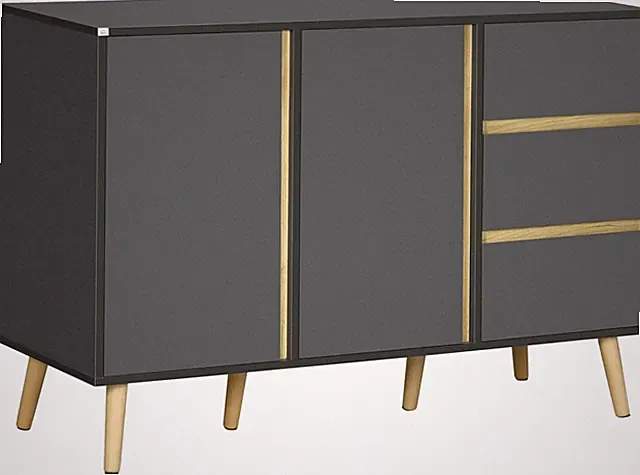 Sideboard Aufbewahrungsschrank 3 Schubladen 2 Türen Einlegeböden Schrank Nordic Möbel Grau