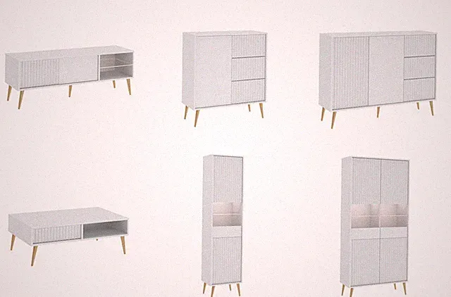 Sideboard BARCELI Schublade Kommode Weiß Matt Schrank Wohnzimmer grifflos Modern