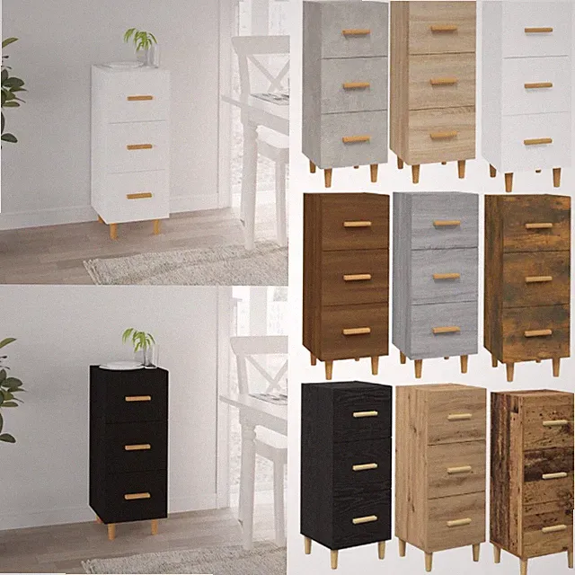 Sideboard Beistellschrank Kommode holz Schrank Anrichte mit 4 Schubladen DE
