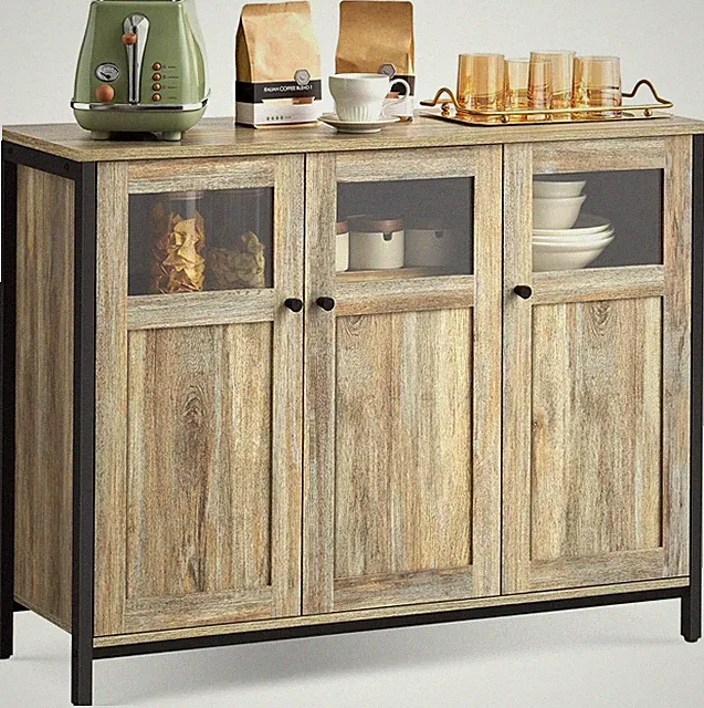 Sideboard Buffet Tisch Aufbewahrung Schrank Glastüren Industrial Stahl Türkis UK