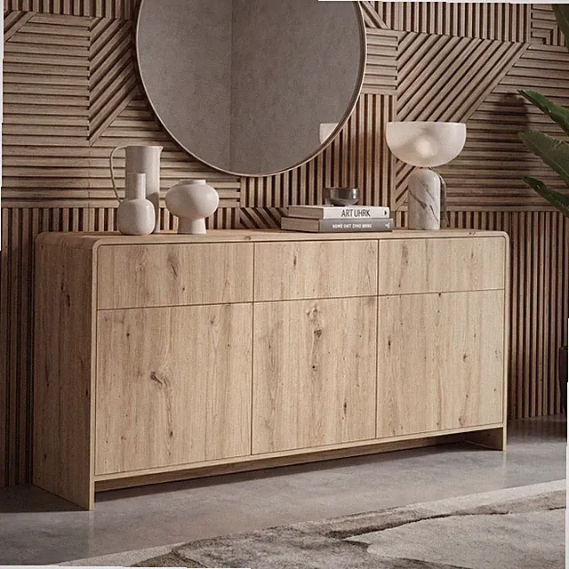 Sideboard Eiche Dekor 155cm Kommode Anrichte Standschrank mit Türen Schubladen
