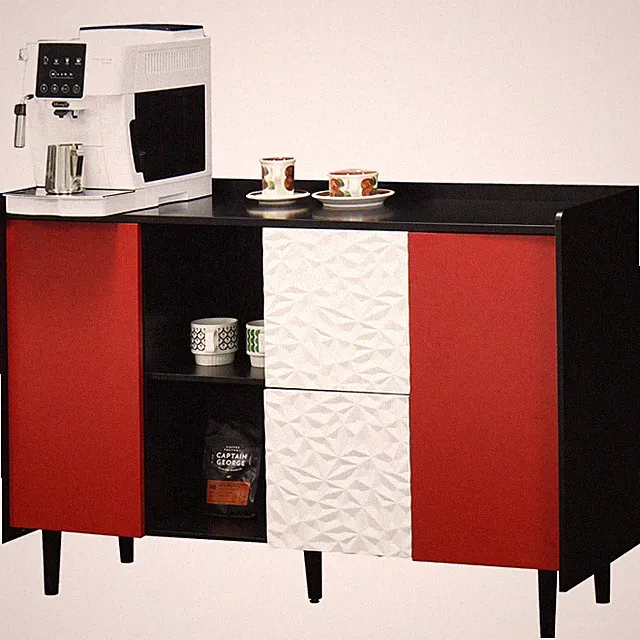 Sideboard Grifflose Kommode Kontrastfarbe Mehrzweckschrank mit Viel Stauraum