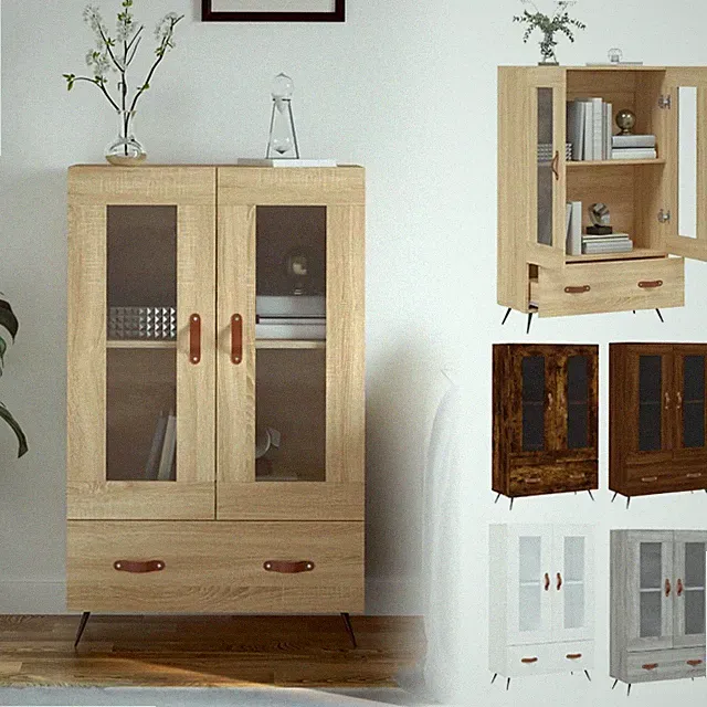 Sideboard Highboard Mit Schubladen Holzwerkstoff Vitrinenschrank Bücherschrank