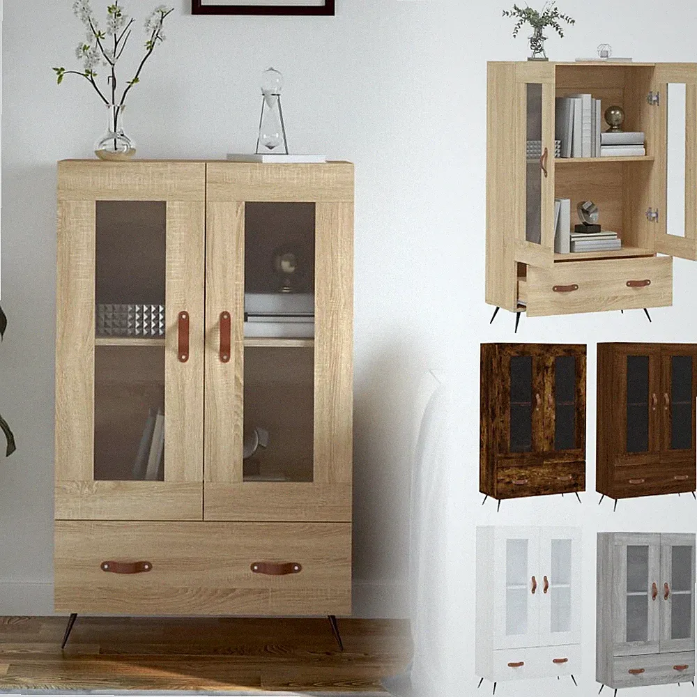 Sideboard Highboard Mit Schubladen Holzwerkstoff Vitrinenschrank Bücherschrank