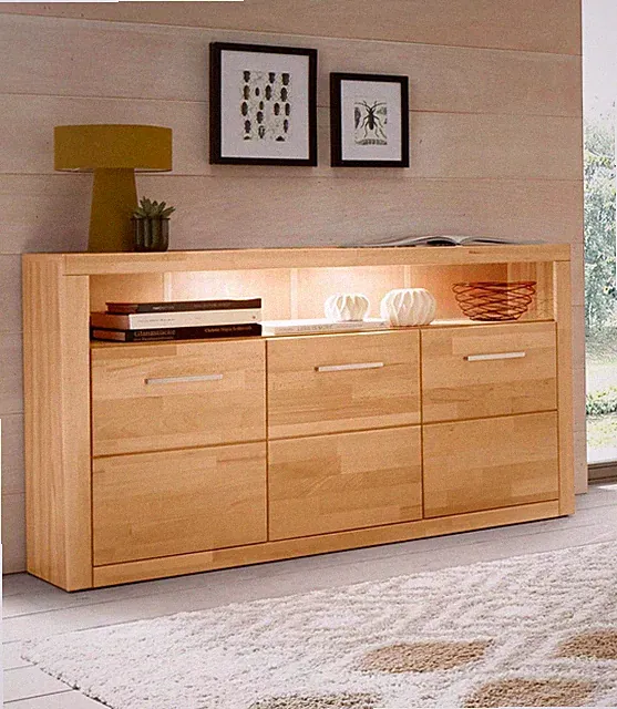 Sideboard HOME AFFAIRE Kommode Ribe Kerbuche teilmassiv Breite 130cm Anrichte