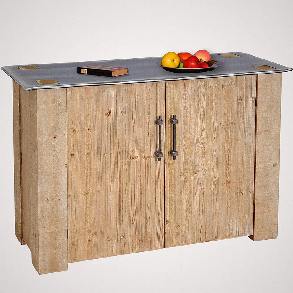 Sideboard HWC-L76, Kommode, Industrial Massiv-Holz 80x120x48cm, Metall-Optik