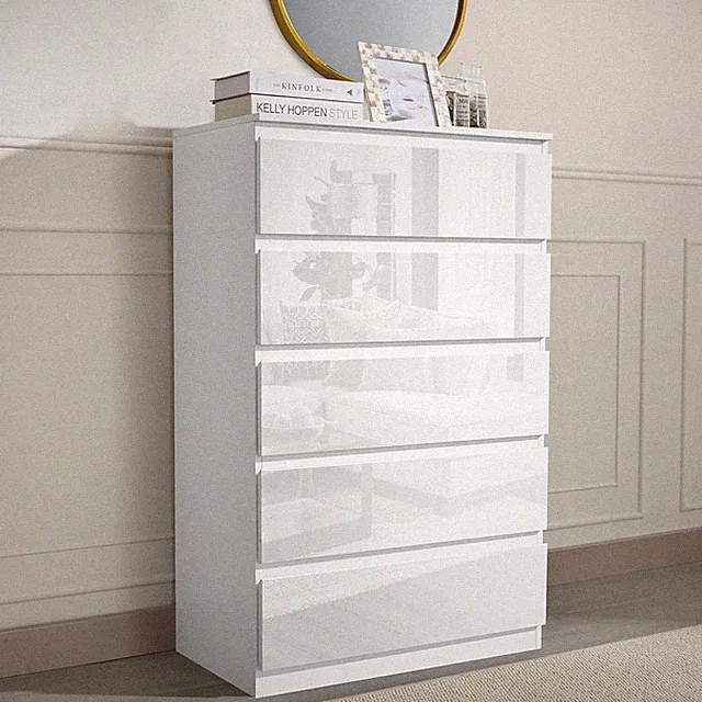 Sideboard Kenji 5 Schubladen Hochglanz Weiß Kommode HTI-Living