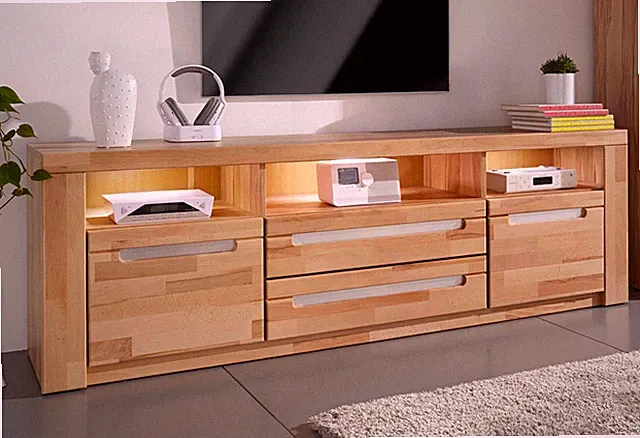 Sideboard Kolding Lowboard Kommode Eiche Teilmassiv B.180cm Türen TV Board
