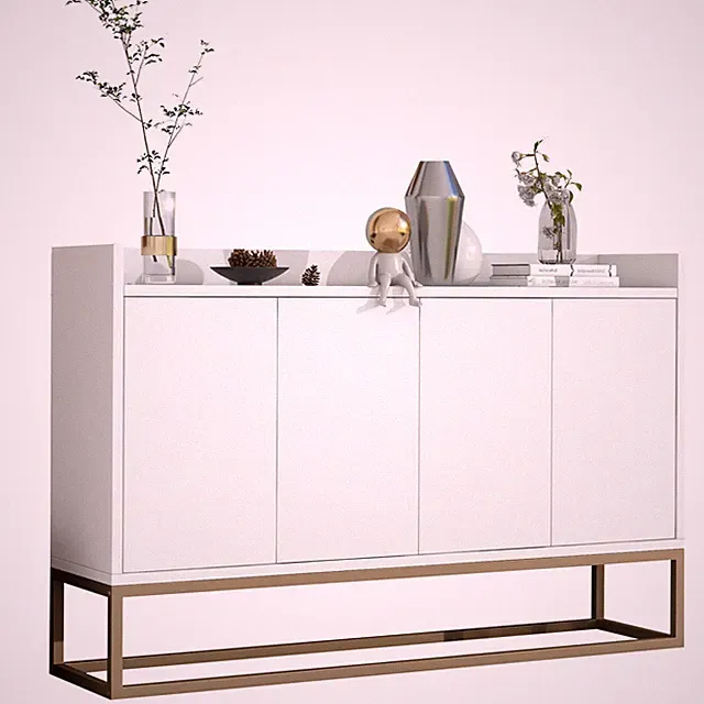 Sideboard Kommode 120 cm Modernes Buffetschrank mit 4 Türe, Verstellbares Regal