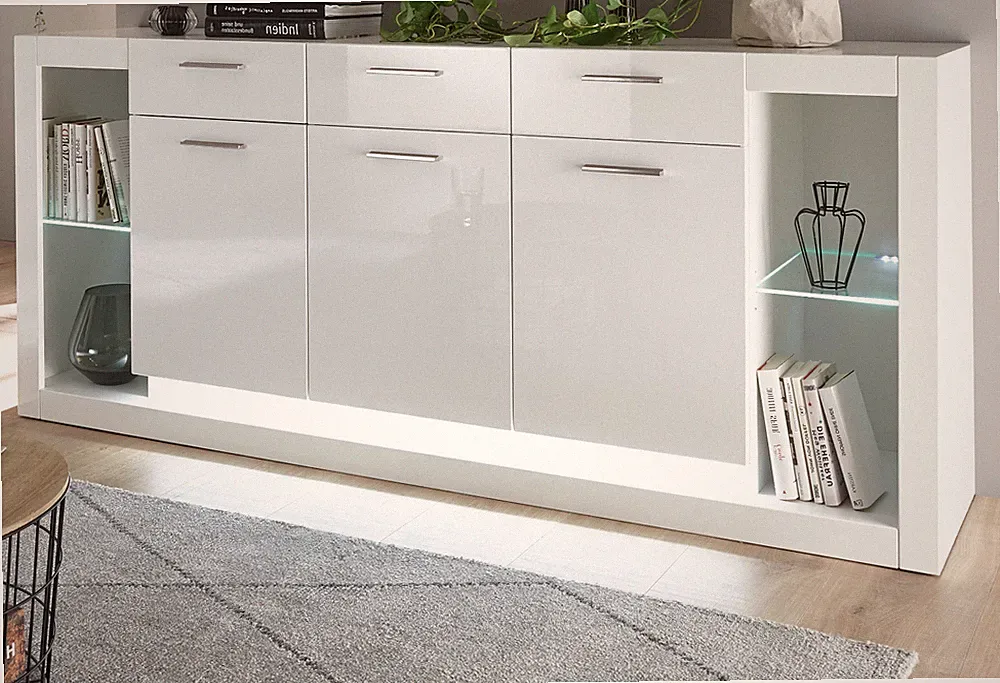 Sideboard Kommode Anrichte 200 cm weiß Hochglanz Wohn- und Esszimmer Möbel Ladis