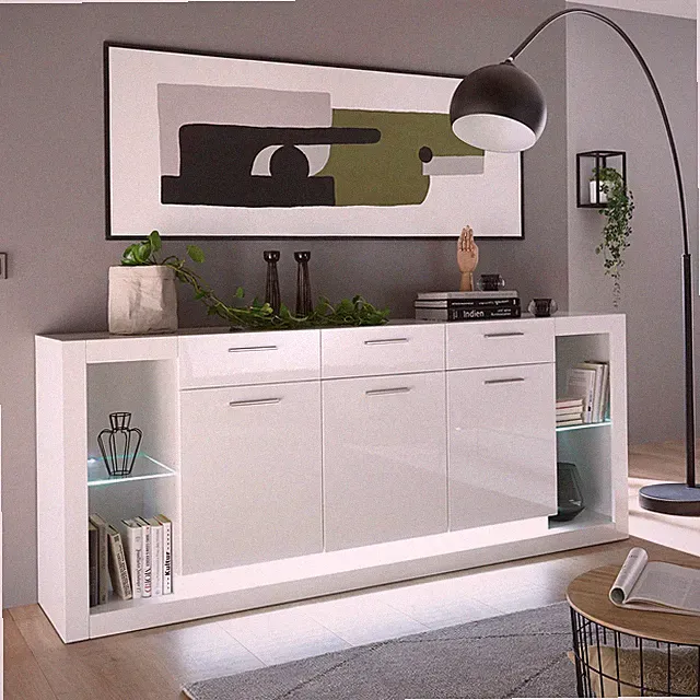 Sideboard Kommode Anrichte Meran 198cm weiß hochglanz Wohnzimmer Modern 78608948