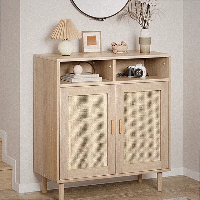 Sideboard Kommode Anrichte Retro Möbel Schränkchen Wohnzimmer Schrank Rattan