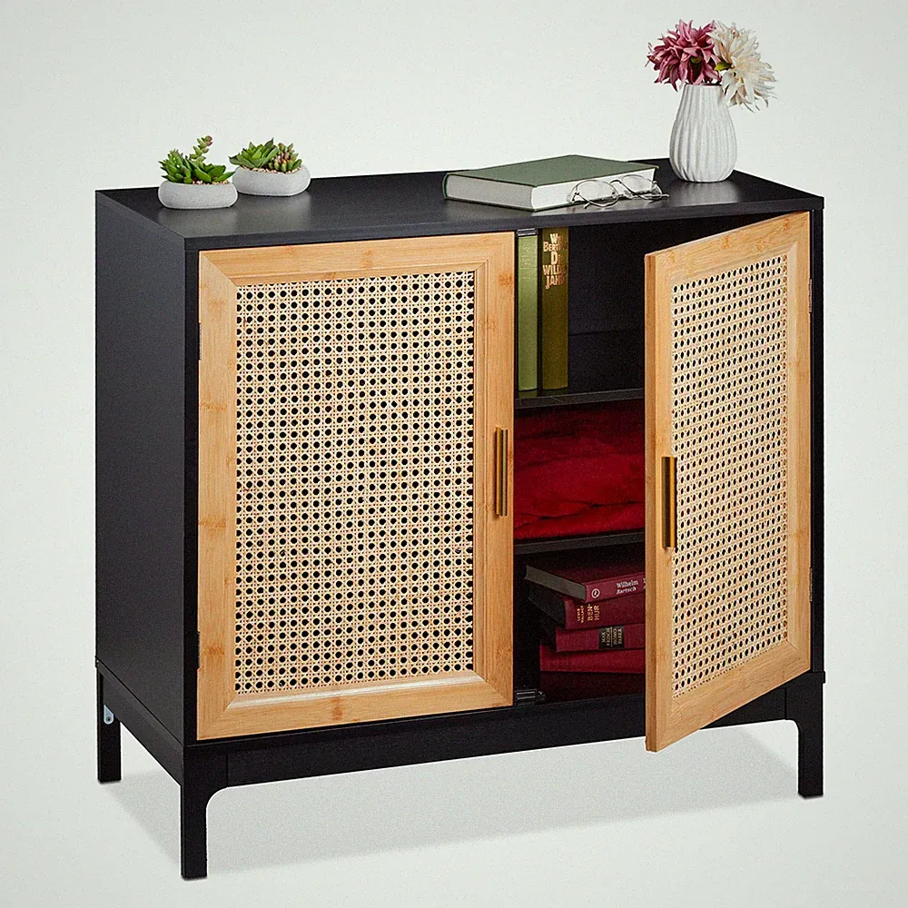 Sideboard Kommode Anrichte Retro Möbel Schränkchen Wohnzimmer Schrank Rattan