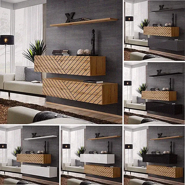 Sideboard Kommode Anrichte SB SWITCH II Wotan mit Lamellen Hochglanz Push Click