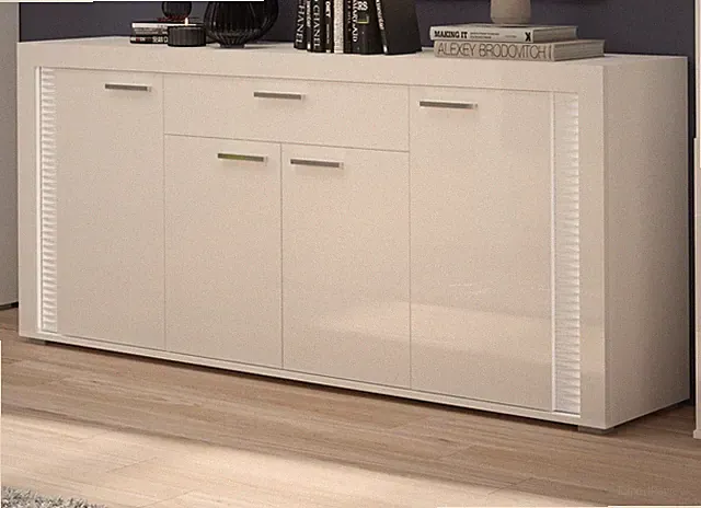 Sideboard Kommode Anrichte weiß Hochglanz inkl. LED Beleuchtung 180 cm Sunroof