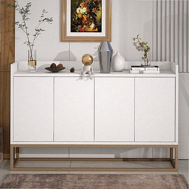 Sideboard Kommode Buffetschrank mit 4 Türen und verstellbaren Einlegeböden,Weiß