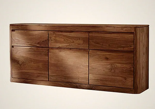 Sideboard Kommode groß - 6 große Fächer Stauraum - Massivholz Sheesham 185x80cm
