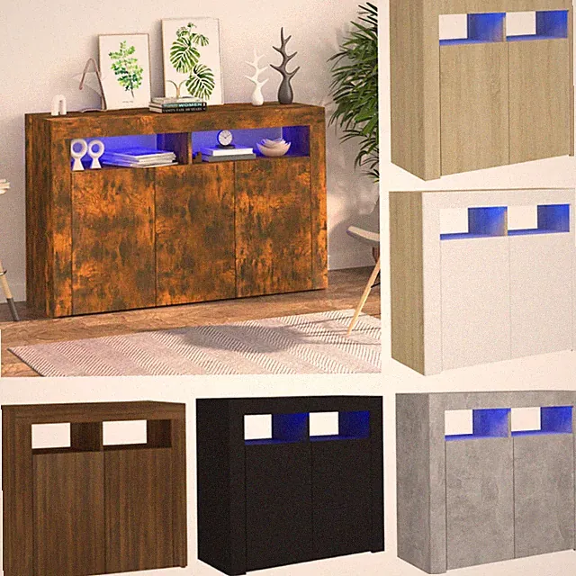 Sideboard Kommode Highboard mit LED Leuchte Schrank Anrichte Beistellschrank neu