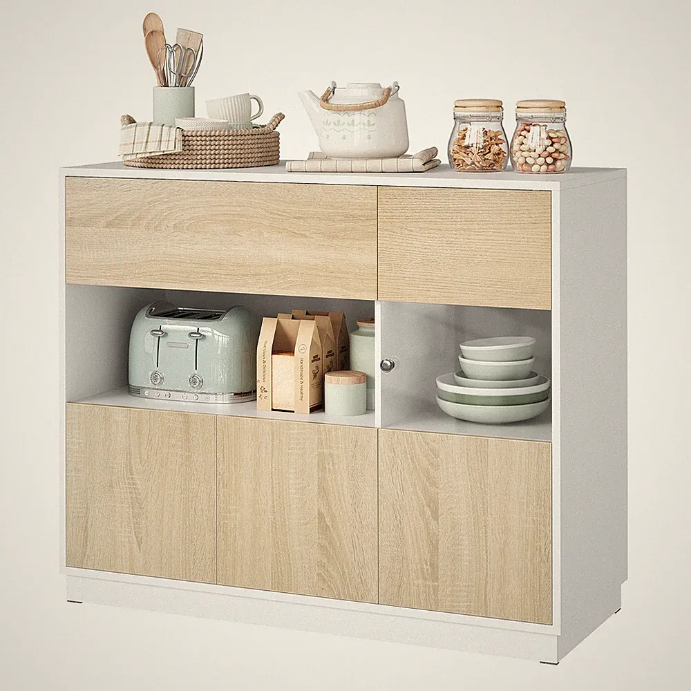 Sideboard Kommode Küchenschrank mit Schublade Türen Stauraum 100x80x40 cm