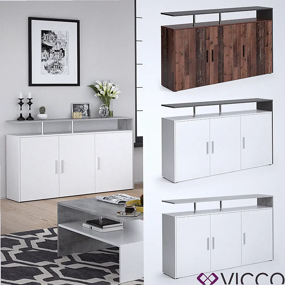 Sideboard Kommode Schrank Anrichte Fernsehschrank TV Amato Weiß Vicco