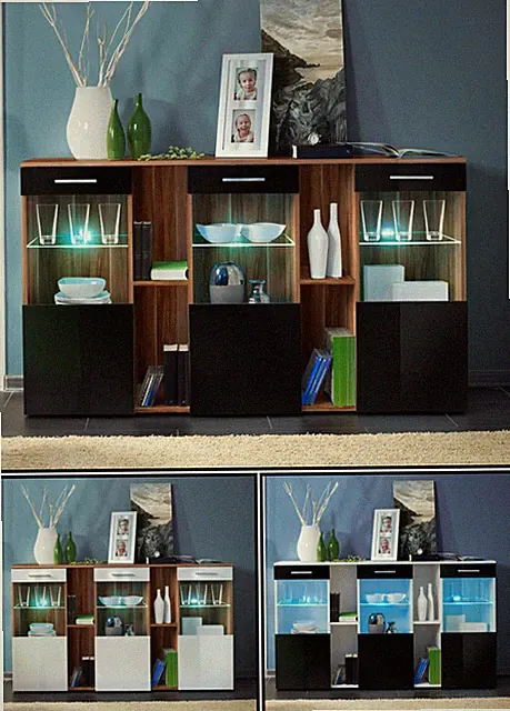 Sideboard Kommode Schrank Anrichte SB DORADE mit Hochglanz und LED Beleuchtung