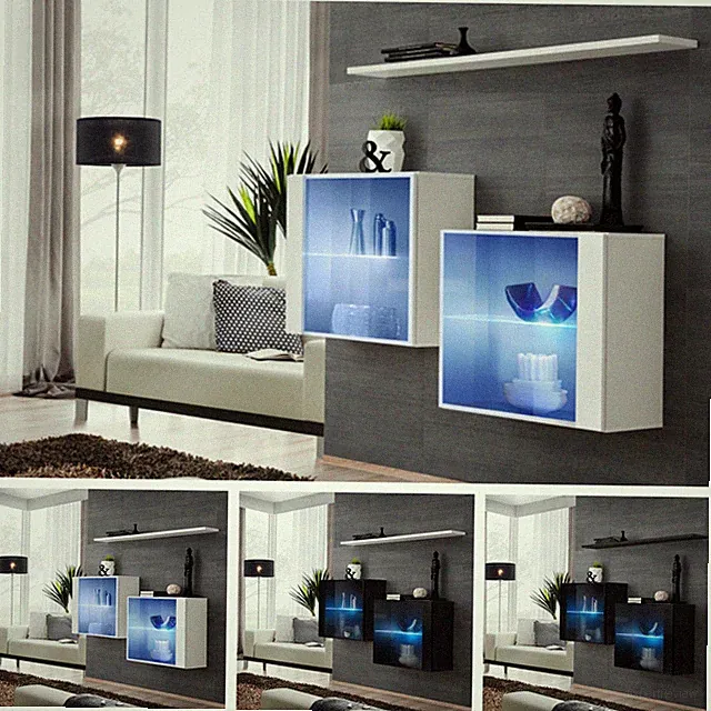 Sideboard Kommode Schrank Anrichte SB SWITCH III mit Hochglanz Push - Click Led