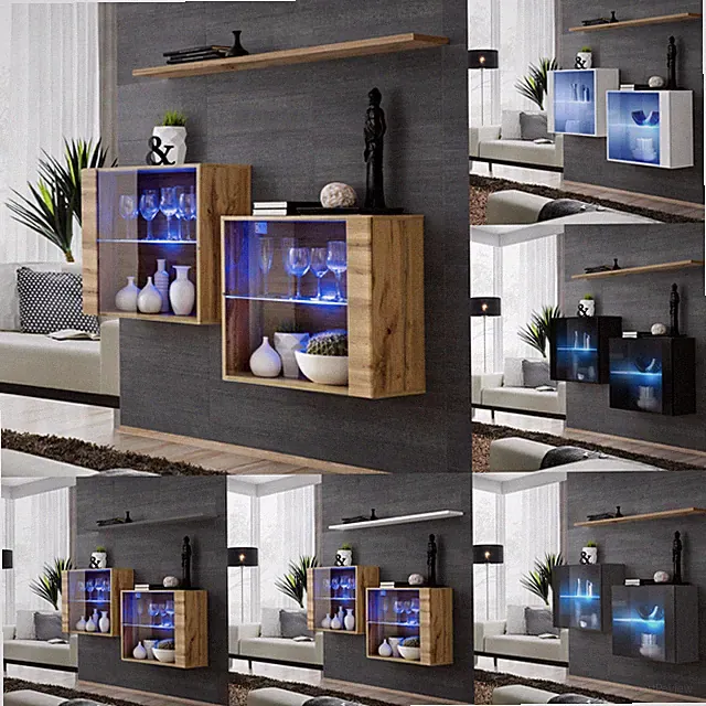 Sideboard Kommode Schrank Anrichte SWITCH III Wotan Hochglanz Push - Click Led