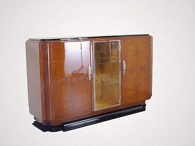 Sideboard Kommode Schrank ART DÉCO Amboina Holz ORIGINAL antik (10781)