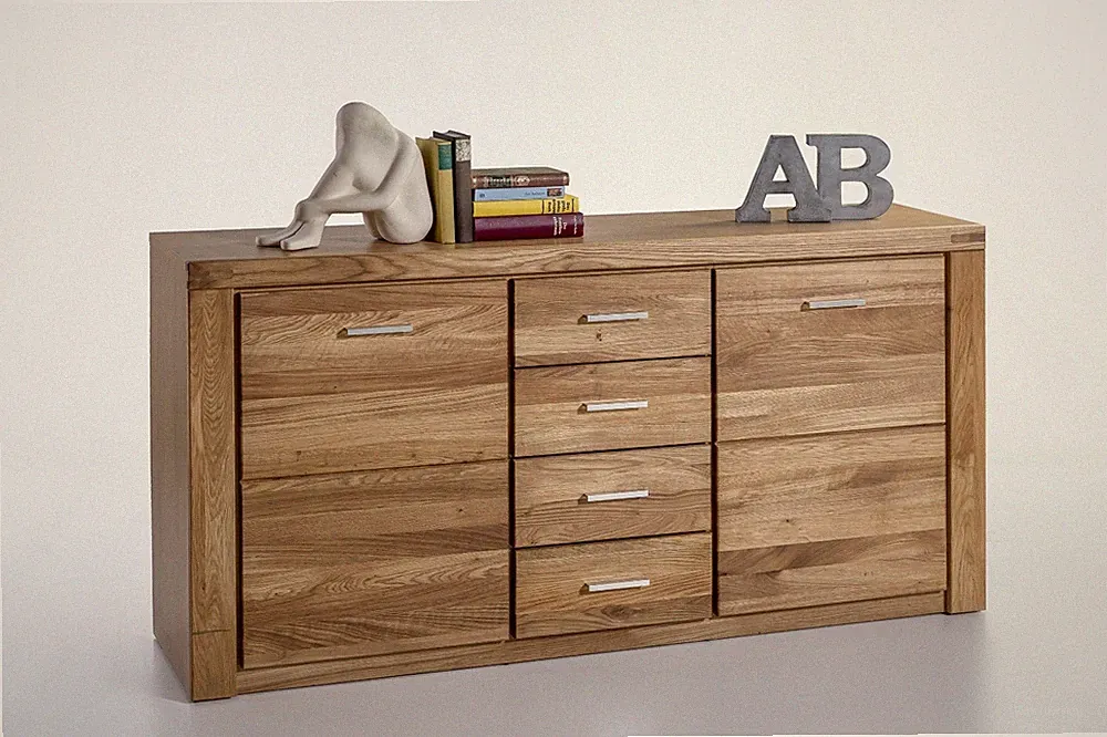 Sideboard Kommode TABEA in Wildeiche geölt Teilmassiv