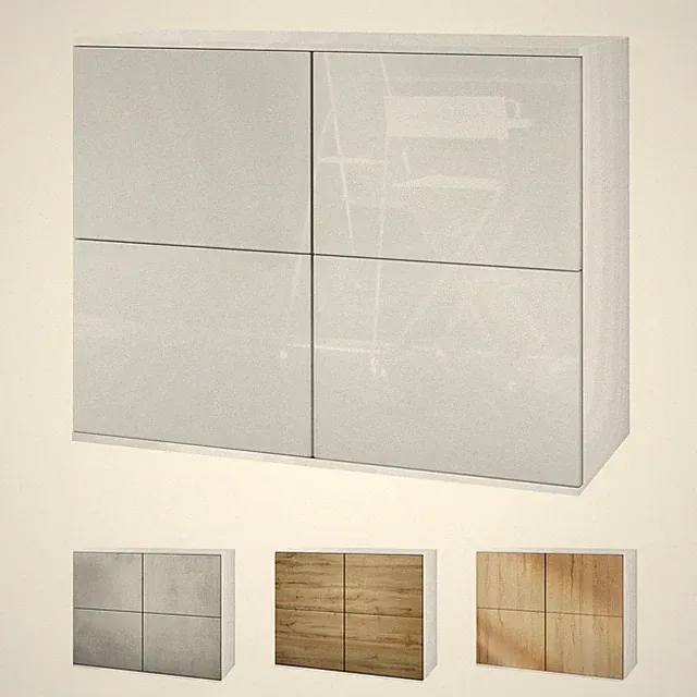 Sideboard Kommode Vitrine Küchenschrank Rova V3 Weiß - Hochglanz & Naturtöne