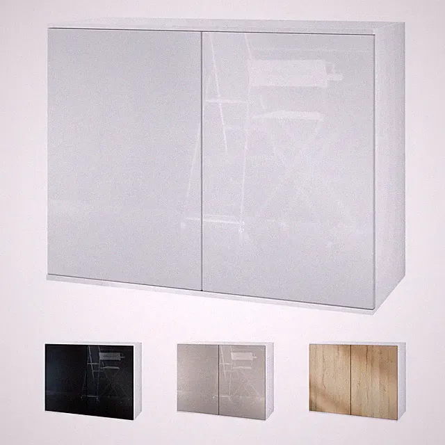 Sideboard Kommode Vitrine Küchenschrank Skadu V3 Weiß - Hochglanz & Naturtöne