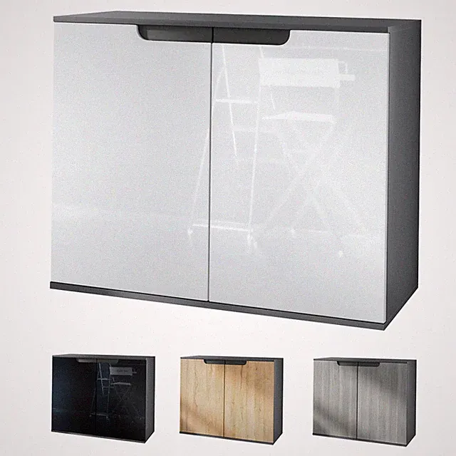 Sideboard Kommode Vitrine Küchenschrank Sylt V3 Anthrazit - Glanz & Naturtöne