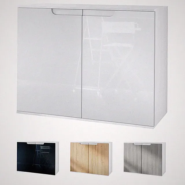 Sideboard Kommode Vitrine Küchenschrank Sylt V3 Weiß - Hochglanz & Naturtöne