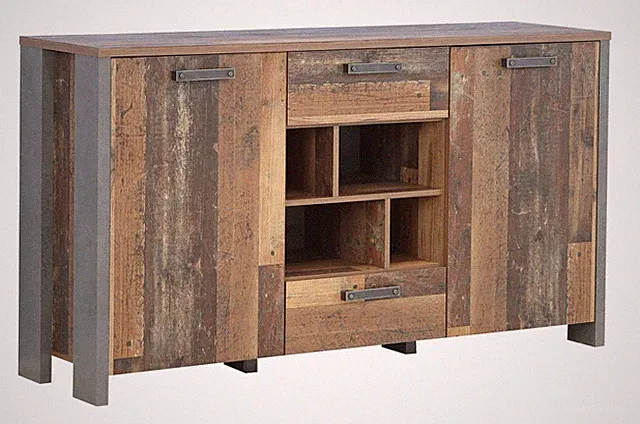 Sideboard Komode CLIF 2 Türen 2 Schubladen Optik: Old Wood Vintage
