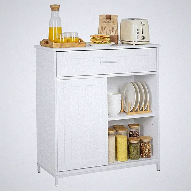Sideboard Küchenschrank Aufbewahrungsschrank Tür Schublade 70x80,2x30 cm Weiß