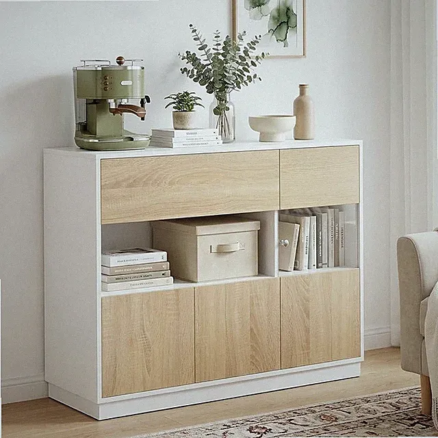 Sideboard Küchenschrank Kommode 100 x 80x 40 cm mit Türen Schubladen 6 Fächer