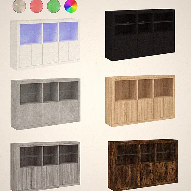 Sideboard Küchenschrank Kommoden mit LED-Leuchten Eichen-Optik 162x37x100 cm