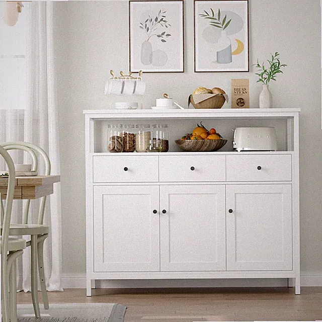 Sideboard Küchenschrank mit 3 Schubladen 3 Türen, Küchenkommode 108x38x98,5cm