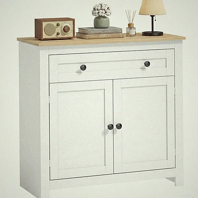 Sideboard Küchenschrank mit Schublade, Doppeltür, Verstellbarer Einlegeboden