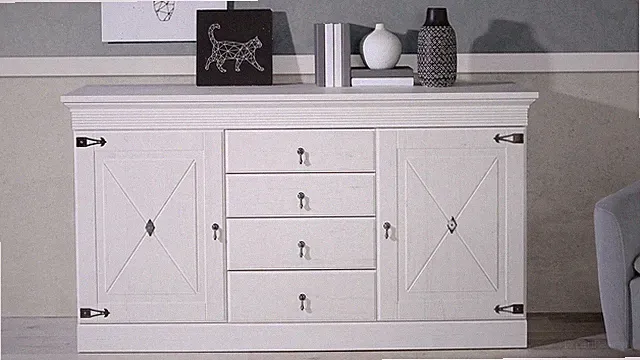 Sideboard Landhaus Stil Kommode Encanto Anrichte 2-türig in Pinie weiß 171 cm