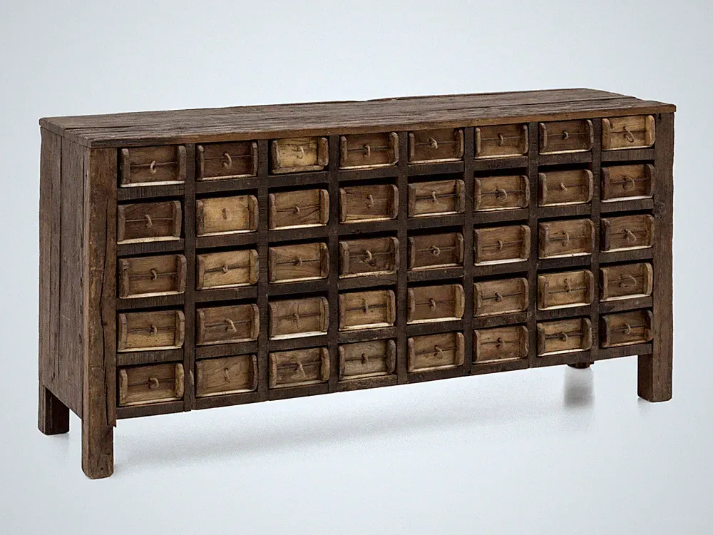 Sideboard Madurai Altholz rustikal Anrichte Kommode massiv Ziegelform Holzmöbel