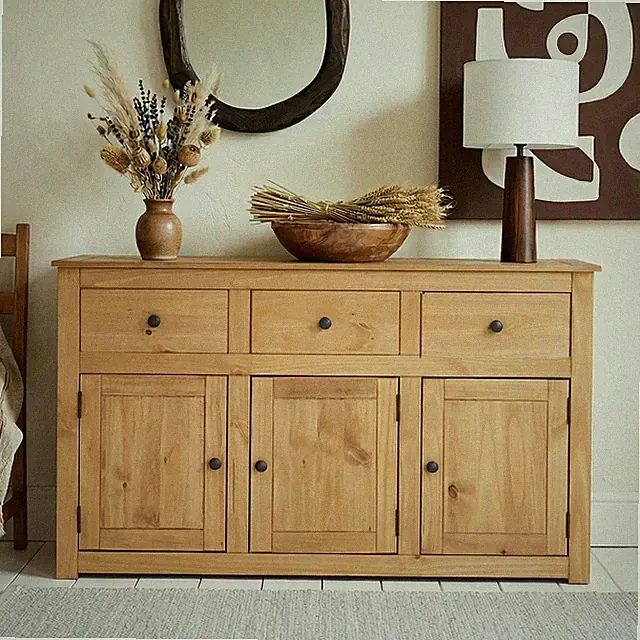 Sideboard Massivholz Kommode mit Schubladen Highboard im Landhaus Stil
