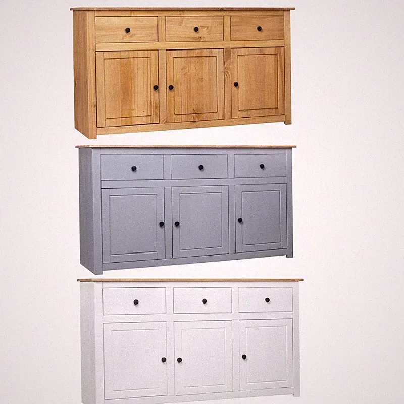 Sideboard Massivholz Panama Kiefer Anrichte Kommode mit 3 Schubladen 3 Fächern