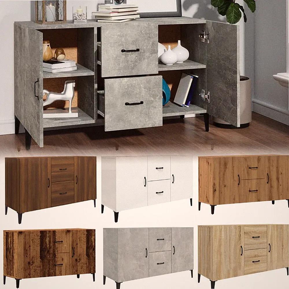 Sideboard Mit 2 Schubladen 100x36x60 cm Holzwerkstoff Kommode Beistellschrank