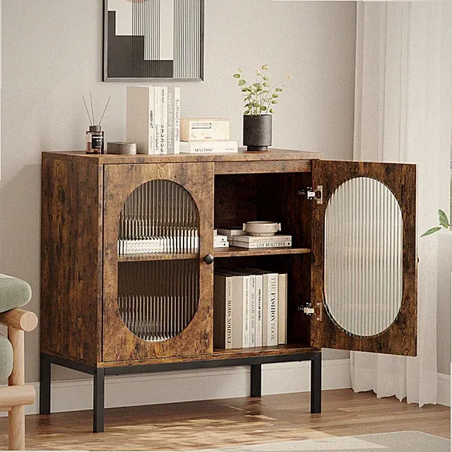 Sideboard Mit 2 Türen Aus Glass Buffet Anrichte Mit Verstellbarem Regal Kommode